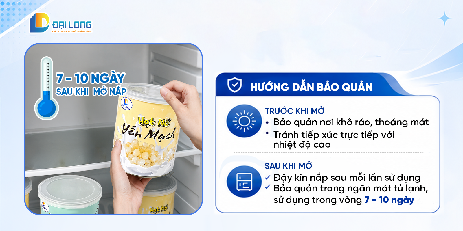 hướng dẫn bảo quản hạt nổ yến mạch đại long