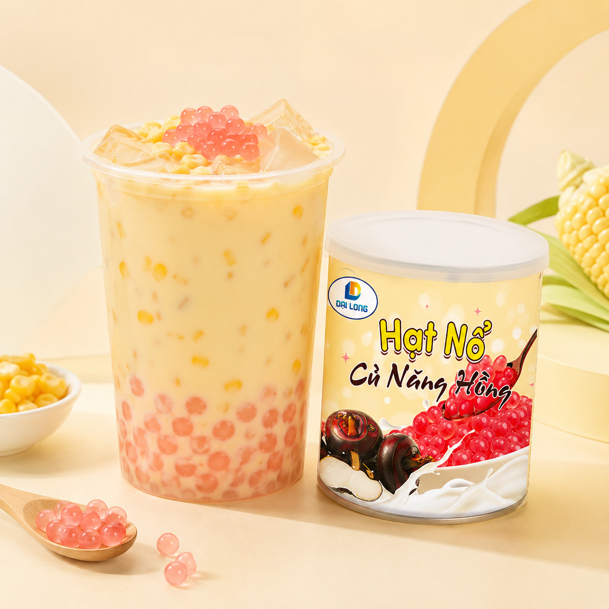 trà sữa bắp bi hạt nổ củ năng hồng