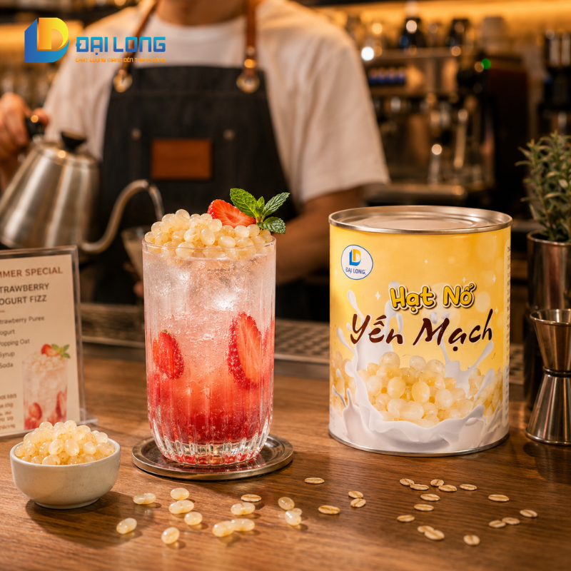 pha chế chuyên nghiệp trà hạt nổ yến mạch đại long tại các quán cafe, bar, pub