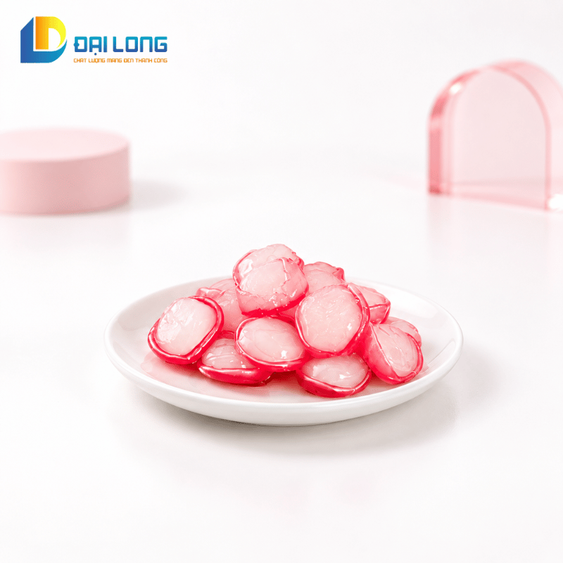 cận cảnh kẹo dâu bóc vỏ 300g đại long