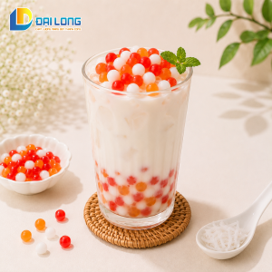 trà sữa mix thạch bi 3 màu đại long