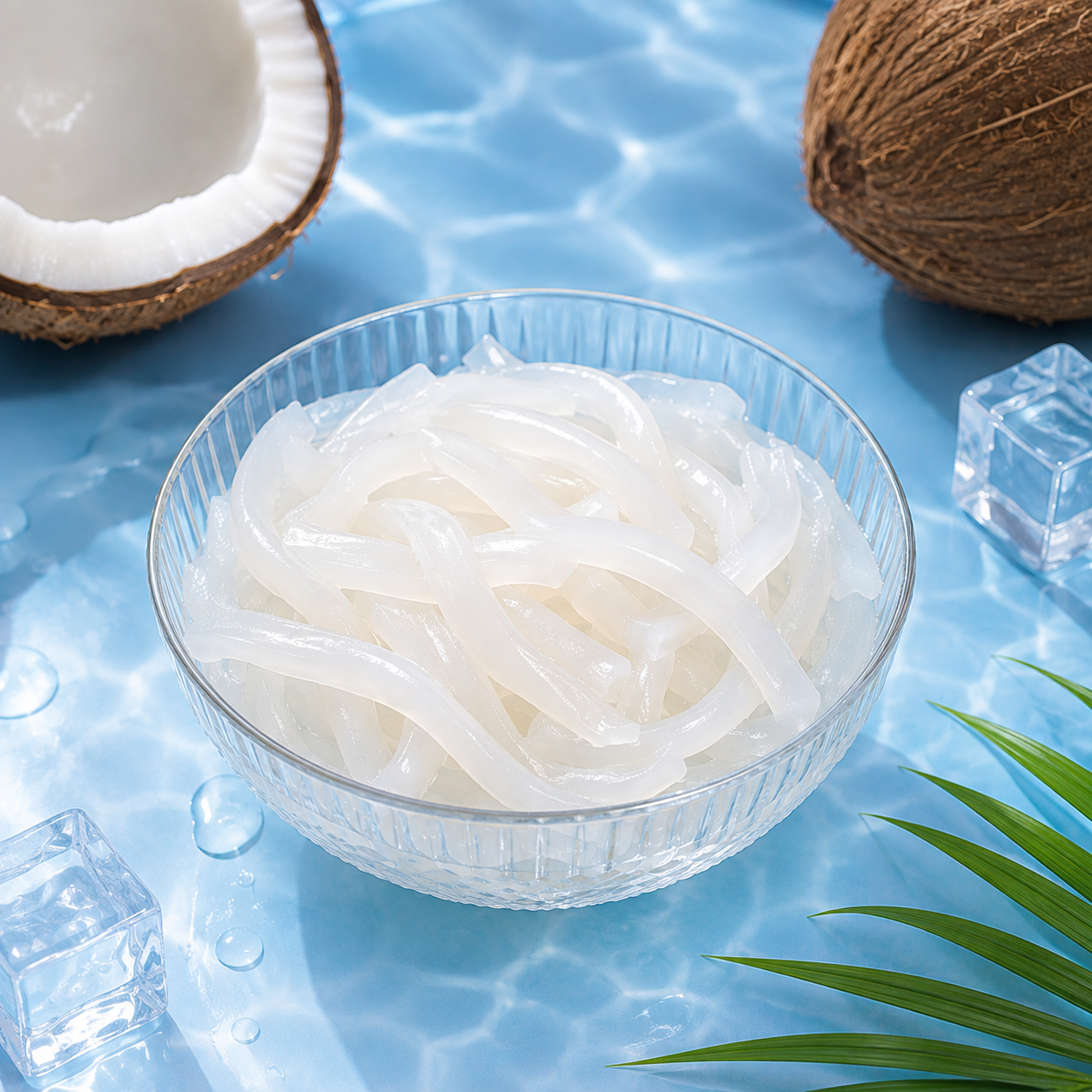 Cận cảnh bát đựng thạch dừa sợi đại long