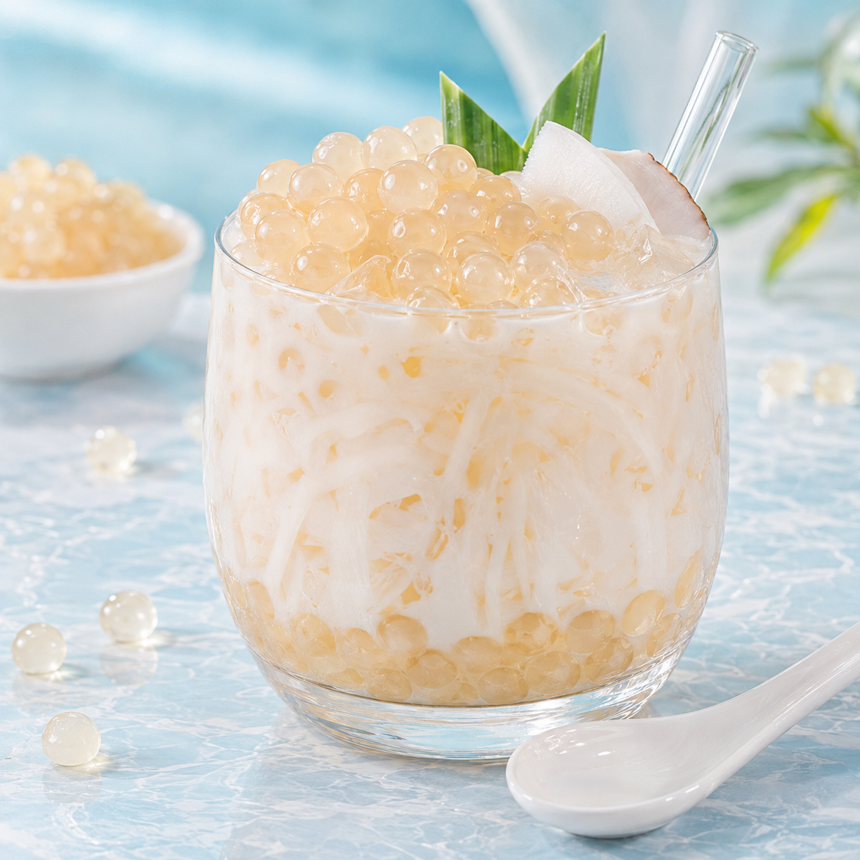 sữa chua hạt nổ củ năng trắng đại long chè dừa dầm hạt nổ củ năng trắng đại long