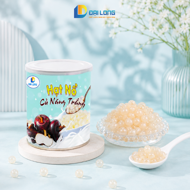 hạt nổ củ năng trắng đại long lon 900g